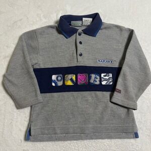 VTG 90s Barney & Friends Kid 4T Long Sleeve Polo Shirt Construction Tool Kidcore